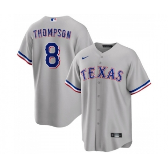 Men's Texas Rangers #8 Bubba Thompson Gray Cool Base Stitched Baseball Jersey - Ujersey