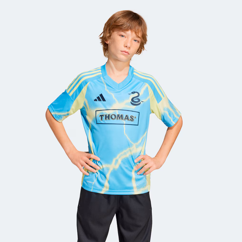 Youth Philadelphia Union adidas Blue 2025 The Voltage Kit Replica Jersey