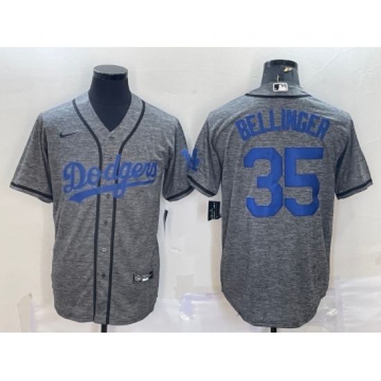 Men's Los Angeles Dodgers #35 Cody Bellinger Grey Gridiron Cool Base Stitched Baseball Jersey - Ujersey