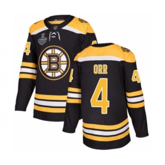 Men's Boston Bruins #4 Bobby Orr Authentic Black Home 2019 Stanley Cup Final Bound Hockey Jersey - Ujersey