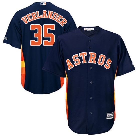 Men's Majestic Houston Astros #35 Justin Verlander Replica Navy Blue Alternate Cool Base MLB Jersey - Ujersey