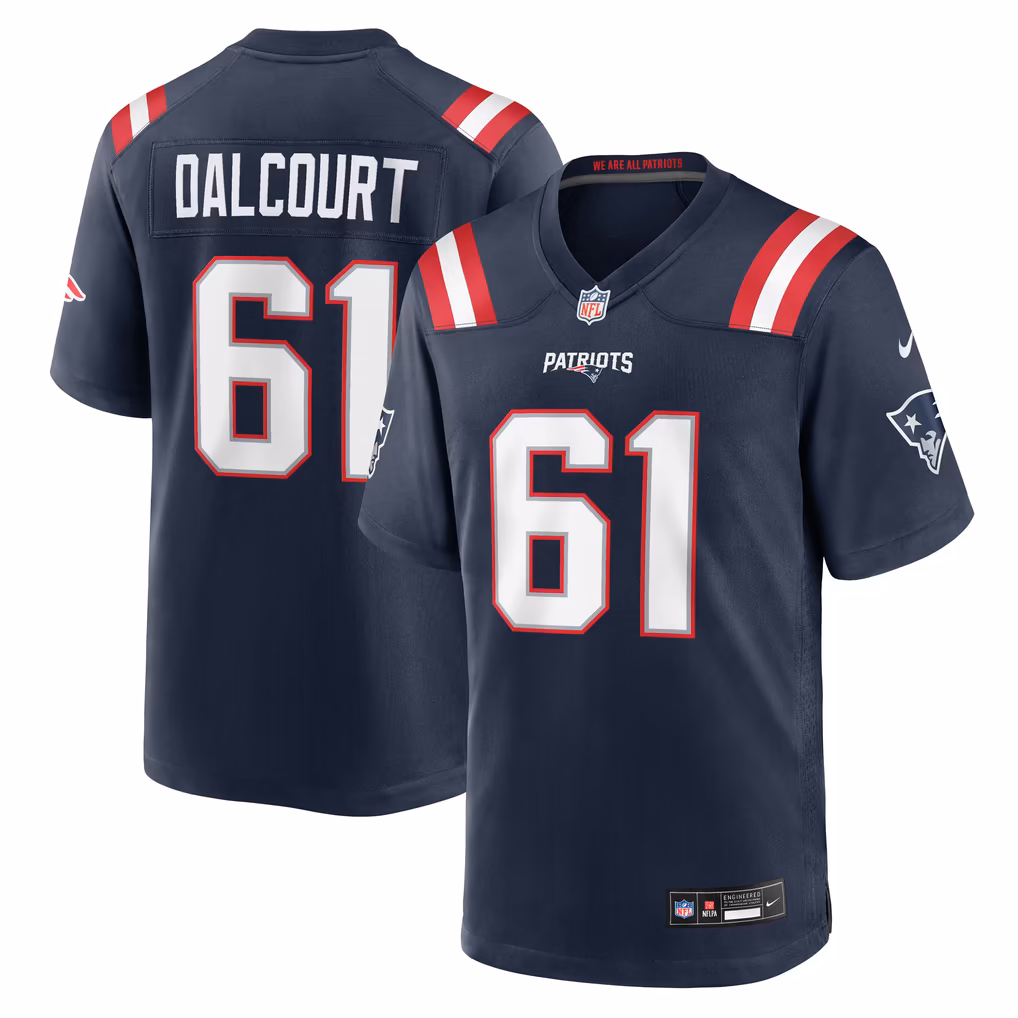 Men's New England Patriots Darrian Dalcourt Nike Navy Team Game Jersey - Ujersey