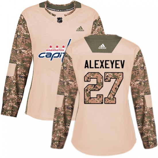 Women's Adidas Washington Capitals #27 Alexander Alexeyev Authentic Camo Veterans Day Practice NHL Jersey - Ujersey