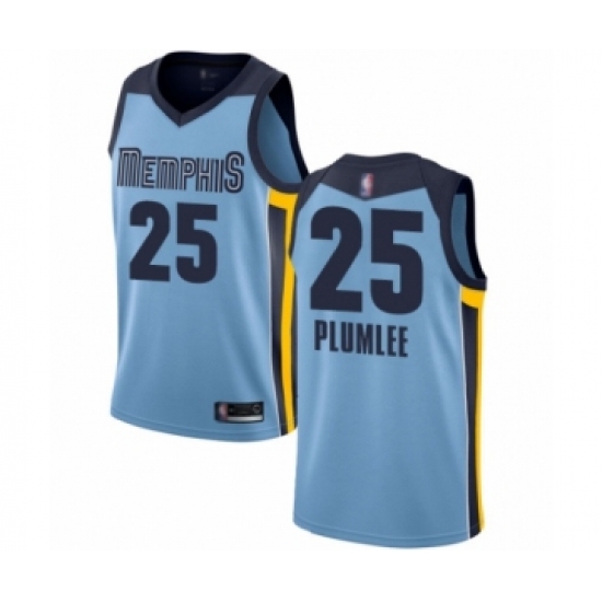 Men's Memphis Grizzlies #25 Miles Plumlee Authentic Light Blue Basketball Jersey Statement Edition - Ujersey