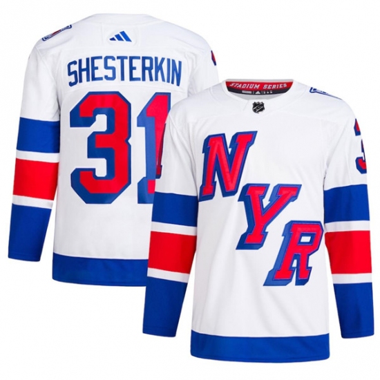 Men's New York Rangers #31 Igor Shesterkin White 2024 Stadium Series Stitched Jersey - Ujersey