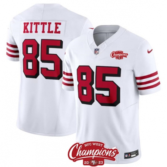 Men's San Francisco 49ers #85 George Kittle White 2023 F.U.S.E. NFC West Champions Alternate Football Stitched Jersey - Ujersey