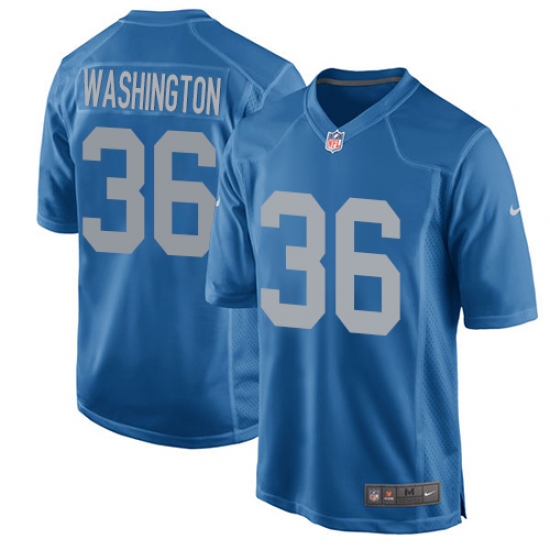 Men's Nike Detroit Lions #36 Dwayne Washington Game Blue Alternate NFL Jersey - Ujersey