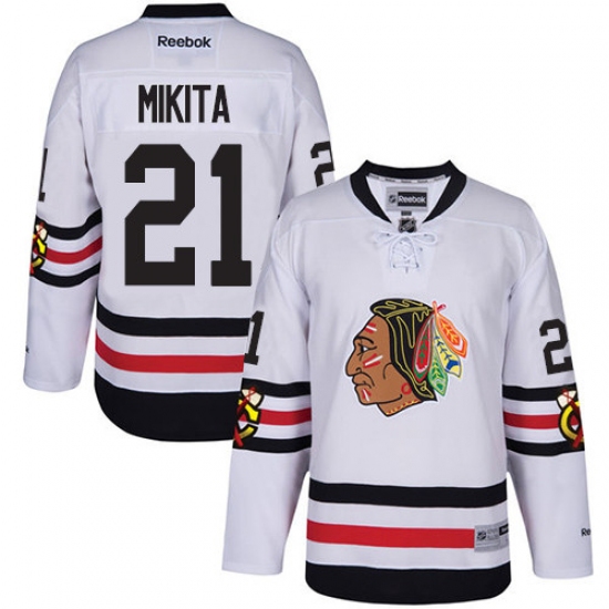 Men's Reebok Chicago Blackhawks #21 Stan Mikita Premier White 2017 Winter Classic NHL Jersey - Ujersey