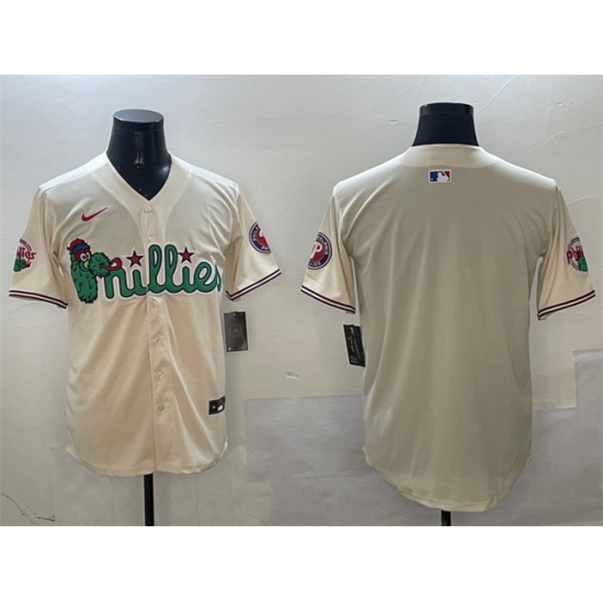 Men's Philadelphia Phillies Blank Cream Phanatic Limited Stitched Jersey - Ujersey