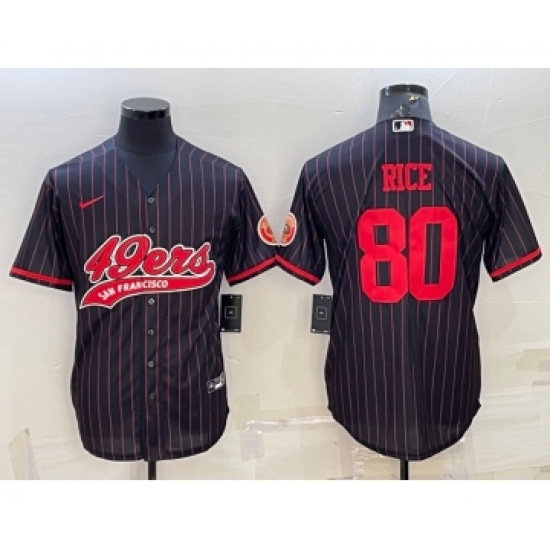 Men's San Francisco 49ers #80 Jerry Rice Black With Patch Cool Base Stitched Baseball Jersey - Ujersey