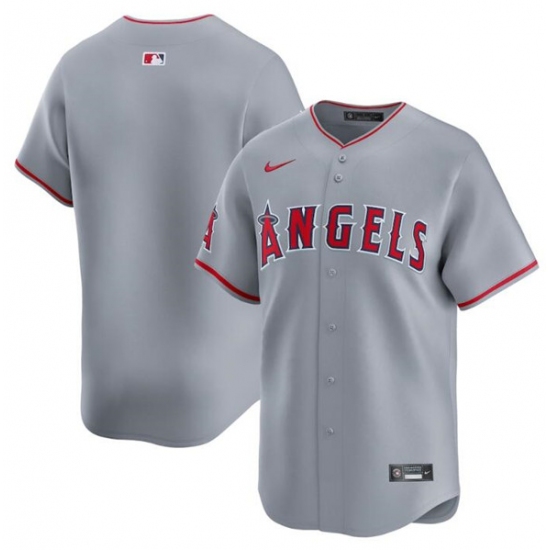 Men's Los Angeles Angels Blank Gray Away Limited Baseball Stitched Jersey - Ujersey