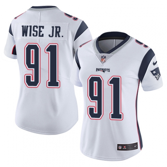 Women's Nike New England Patriots #91 Deatrich Wise Jr White Vapor Untouchable Limited Player NFL Jersey - Ujersey