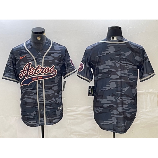 Men's Houston Astros Blank Gray Camo Cool Base Stitched Jersey - Ujersey