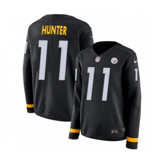 Women's Nike Pittsburgh Steelers #11 Justin Hunter Limited Black Therma Long Sleeve NFL Jersey - Ujersey