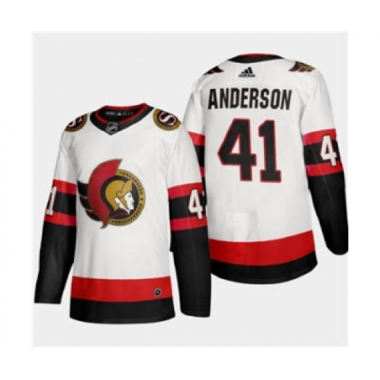 Men's Ottawa Senators #41 Craig Anderson White 2020-21 Authentic Player Away Stitched Hockey Jersey - Ujersey