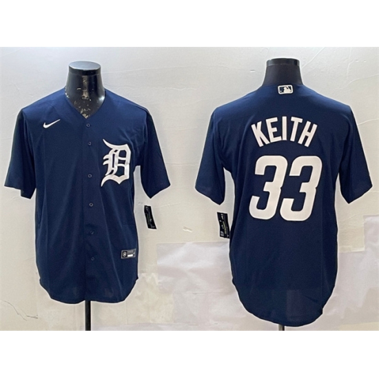 Men's Detroit Tigers #33 Colt Keith Navy Cool Base Stitched Baseball Jersey - Ujersey