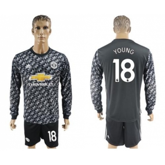 Manchester United #18 Young Black Long Sleeves Soccer Club Jersey