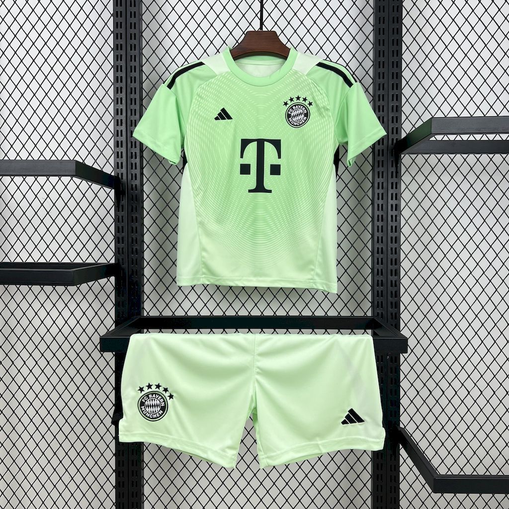 Bayern Munich Green Goalkeeper Kids Kit Jerseys+Shorts 2025/26 - U-jersey