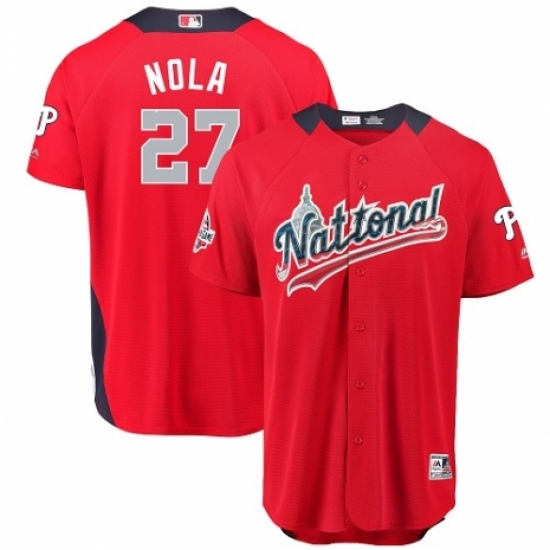 Men's Majestic Philadelphia Phillies #27 Aaron Nola Game Red National League 2018 MLB All-Star MLB Jersey - Ujersey
