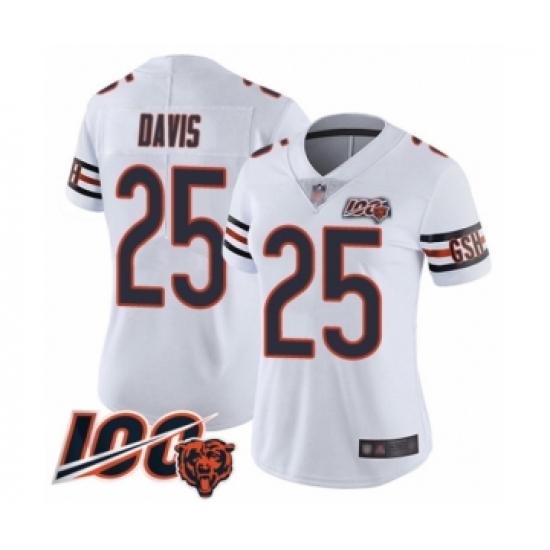 Women's Chicago Bears #25 Mike Davis White Vapor Untouchable Limited Player 100th Season Football Jersey - Ujersey