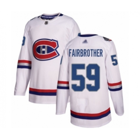 Men's Montreal Canadiens #59 Gianni Fairbrother Authentic White 2017 100 Classic Hockey Jersey - Ujersey