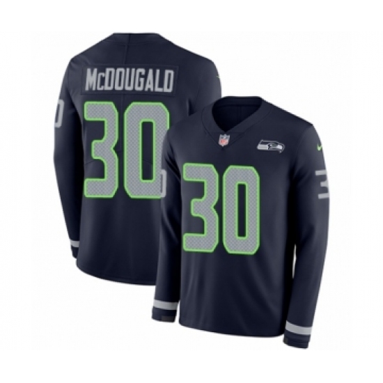 Men's Nike Seattle Seahawks #30 Bradley McDougald Limited Navy Blue Therma Long Sleeve NFL Jersey - Ujersey