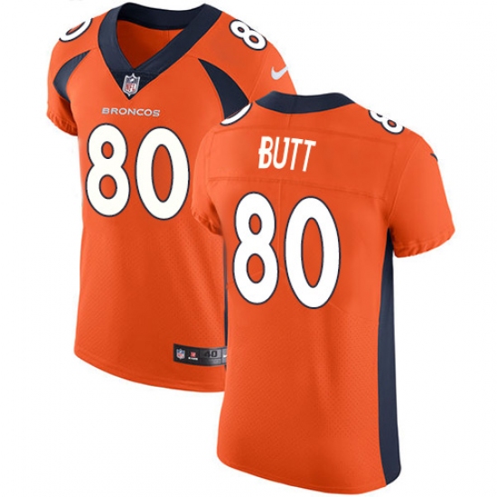 Men's Nike Denver Broncos #80 Jake Butt Orange Team Color Vapor Untouchable Elite Player NFL Jersey - Ujersey