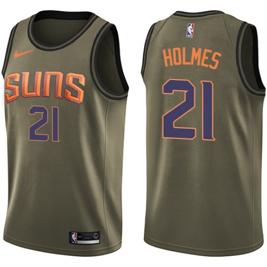 Men's Nike Phoenix Suns #21 Richaun Holmes Swingman Green Salute to Service NBA Jersey - Ujersey