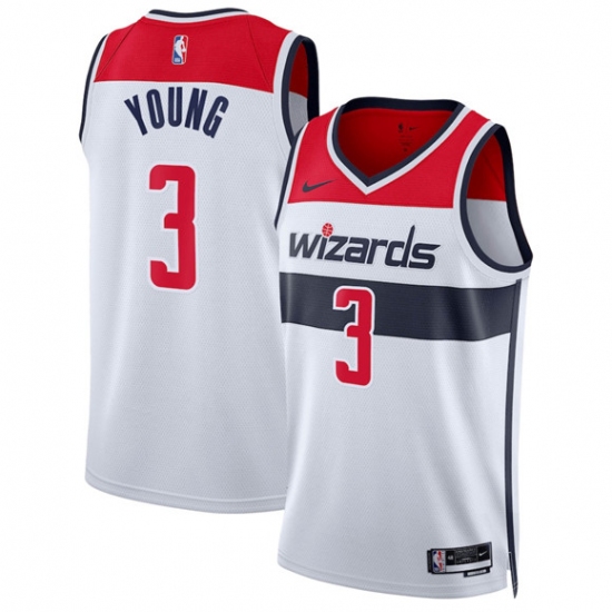 Men's Washington Wizards #3 CJ McCollum White Association Edition Stitched Basketball Jersey - Ujersey