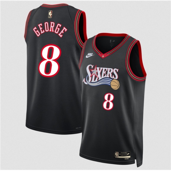 Men's Philadelphia 76ers #8 Paul George Black 2025 Classic Edition Stitched Jersey - Ujersey