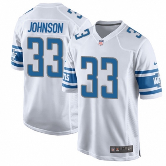 Men's Nike Detroit Lions #33 Kerryon Johnson Game White NFL Jersey - Ujersey