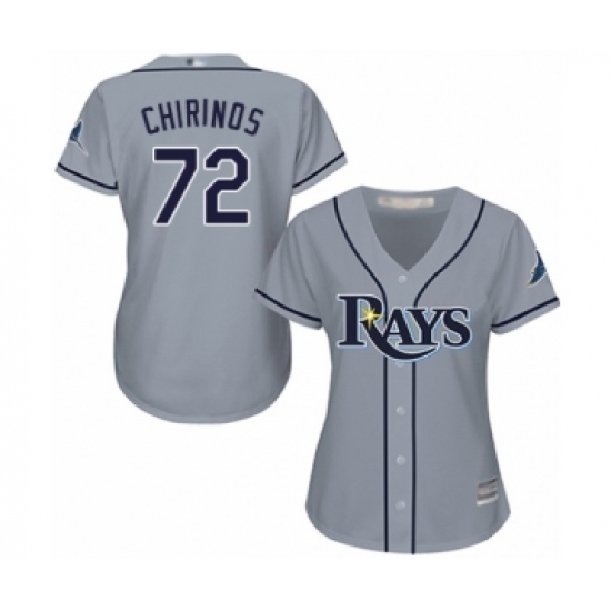 Women's Tampa Bay Rays #72 Yonny Chirinos Authentic Grey Road Cool Base Baseball Player Jersey