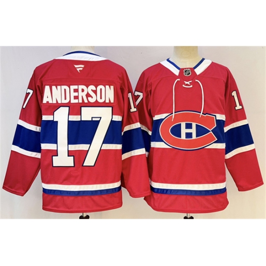 Men's Montreal Canadiens #17 Josh Anderson Red 2024-25 Stitched Jersey - Ujersey