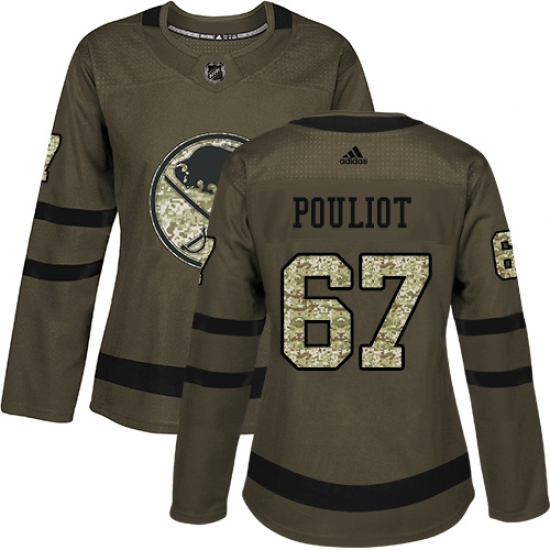 Women's Adidas Buffalo Sabres #67 Benoit Pouliot Authentic Green Salute to Service NHL Jersey - Ujersey