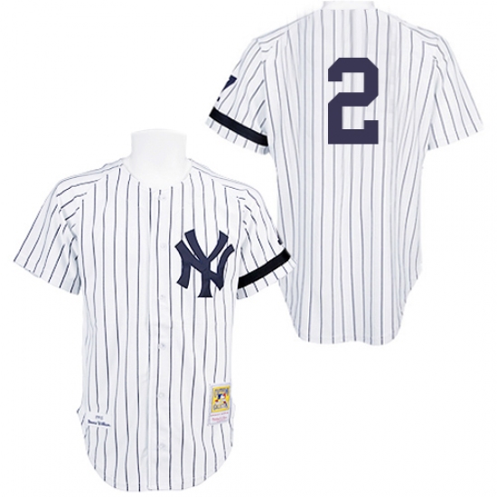 Men's Mitchell and Ness Practice New York Yankees #2 Derek Jeter Authentic White Throwback MLB Jersey - Ujersey