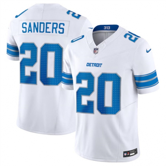 Men's Detroit Lions #20 Barry Sanders White 2024 F.U.S.E. Vapor Limited Football Stitched Jersey - Ujersey