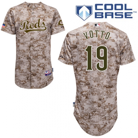 Men's Majestic Cincinnati Reds #19 Joey Votto Replica Camo Alternate Cool Base MLB Jersey - Ujersey