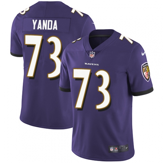 Men's Nike Baltimore Ravens #73 Marshal Yanda Purple Team Color Vapor Untouchable Limited Player NFL Jersey - Ujersey