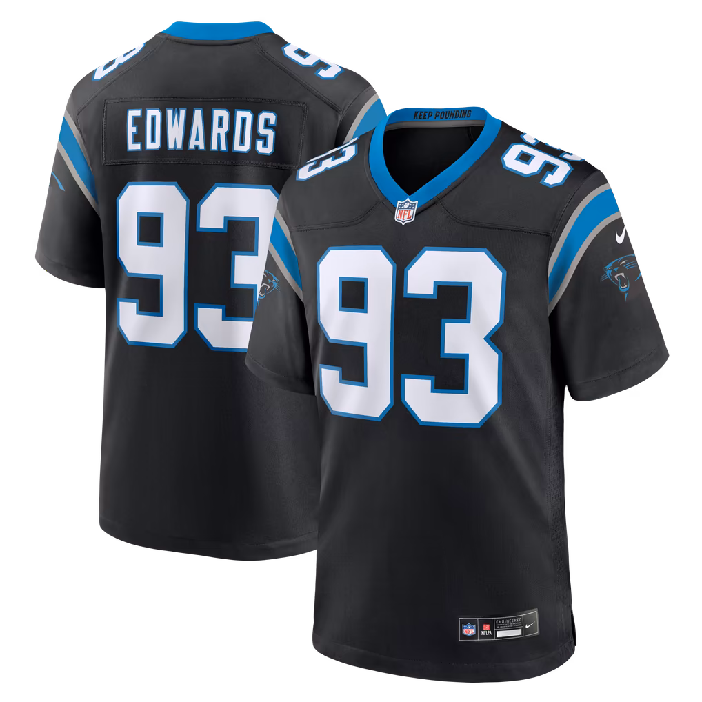 Men's Carolina Panthers TeRah Edwards Nike Black Team Game Jersey - U-jersey