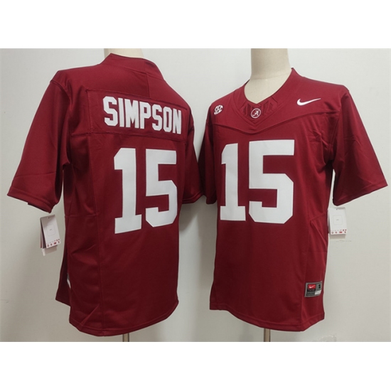 Men's Alabama Crimson Tide #15 Ty Simpson Red F.U.S.E. Stitched Football Jersey - Ujersey