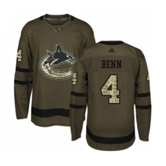 Men's Vancouver Canucks #4 Jordie Benn Authentic Green Salute to Service Hockey Jersey - Ujersey