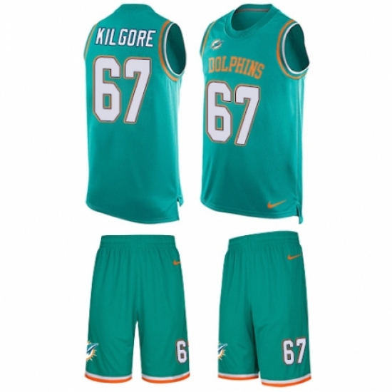 Men's Nike Miami Dolphins #67 Daniel Kilgore Limited Aqua Green Tank Top Suit NFL Jersey - Ujersey