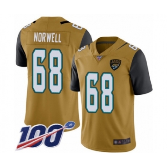 Men's Jacksonville Jaguars #68 Andrew Norwell Limited Gold Rush Vapor Untouchable 100th Season Football Jersey - Ujersey