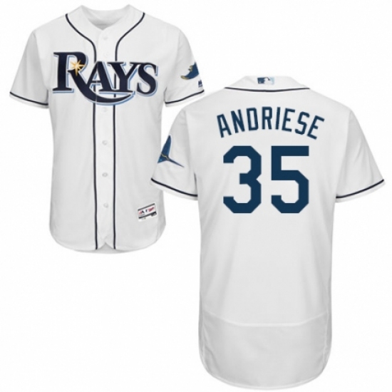 Men's Majestic Tampa Bay Rays #35 Matt Andriese Home White Home Flex Base Authentic Collection MLB Jersey - Ujersey
