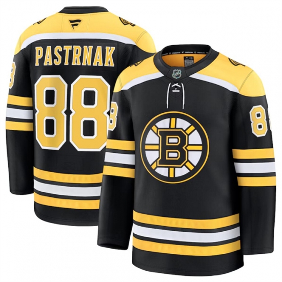 Men's Boston Bruins #88 David Pastrnak Black 2024-25 Home Stitched Hockey Jersey - Ujersey