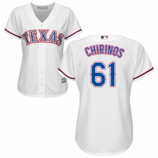 Women's Majestic Texas Rangers #61 Robinson Chirinos Authentic White Home Cool Base MLB Jersey - Ujersey