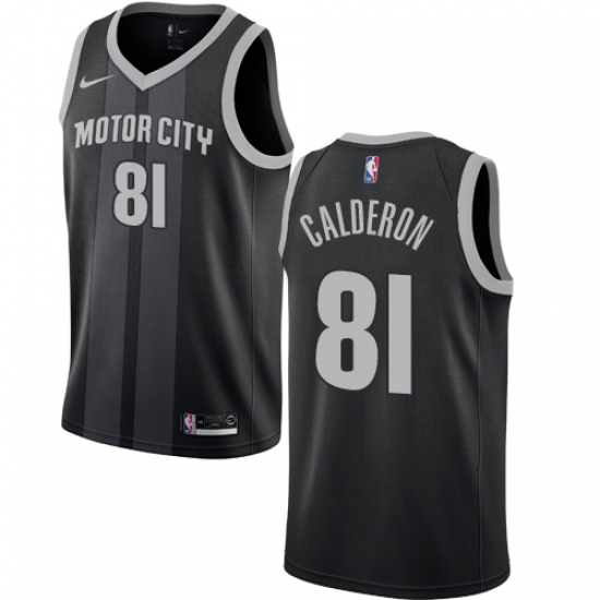 Youth Nike Detroit Pistons #81 Jose Calderon Swingman Black NBA Jersey - City Edition - Ujersey