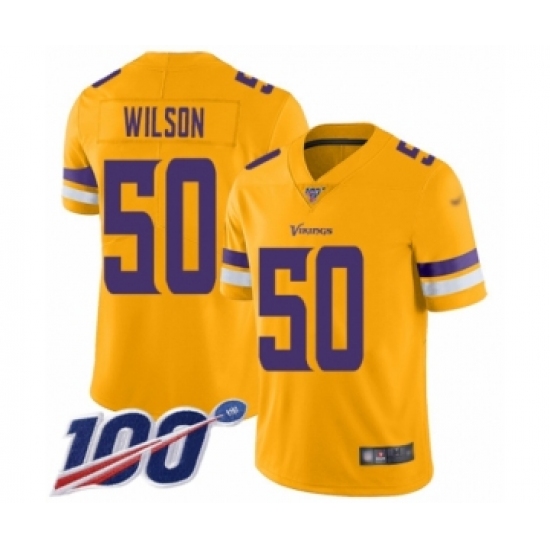 Men's Minnesota Vikings #50 Eric Wilson Limited Gold Inverted Legend 100th Season Football Jersey - Ujersey