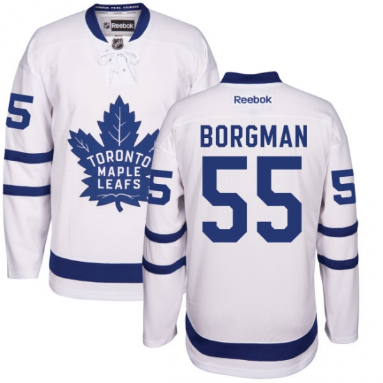 Women's Reebok Toronto Maple Leafs #55 Andreas Borgman Authentic White Away NHL Jersey - Ujersey