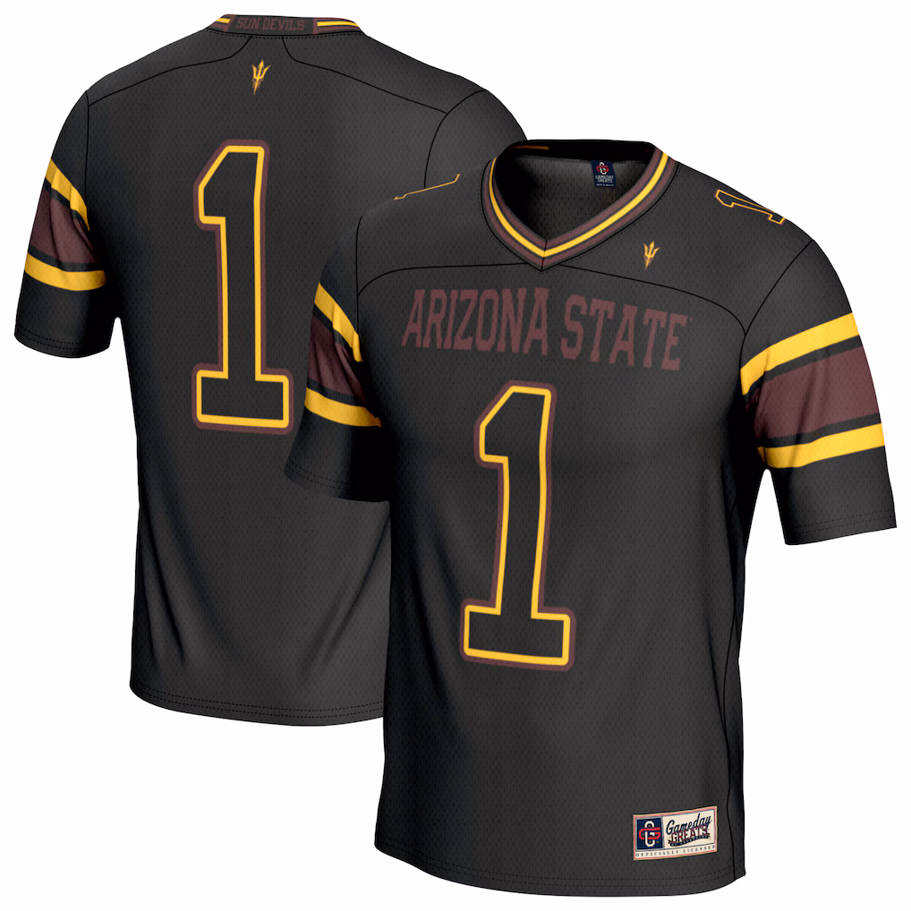 Unisex GameDay Greats Black #1 Arizona State Sun Devils Lightweight Collegiate Football Fashion Jersey - Ujersey Shop